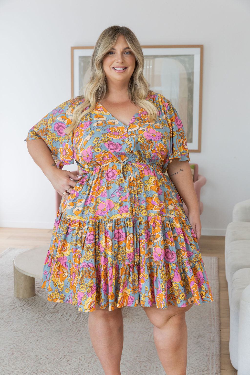 Charlie Dress in Ash Mixed Floral