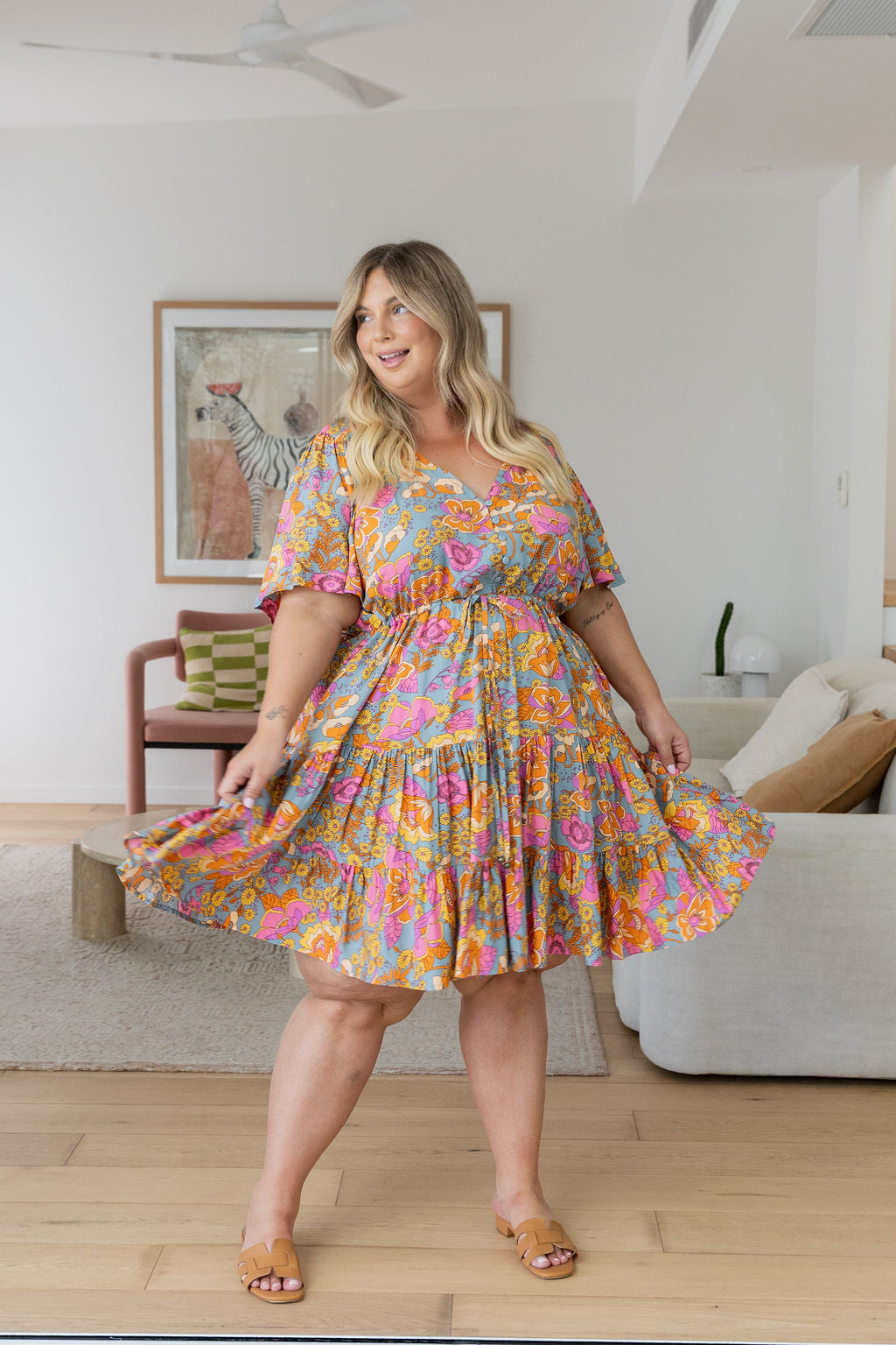 Charlie Dress in Ash Mixed Floral