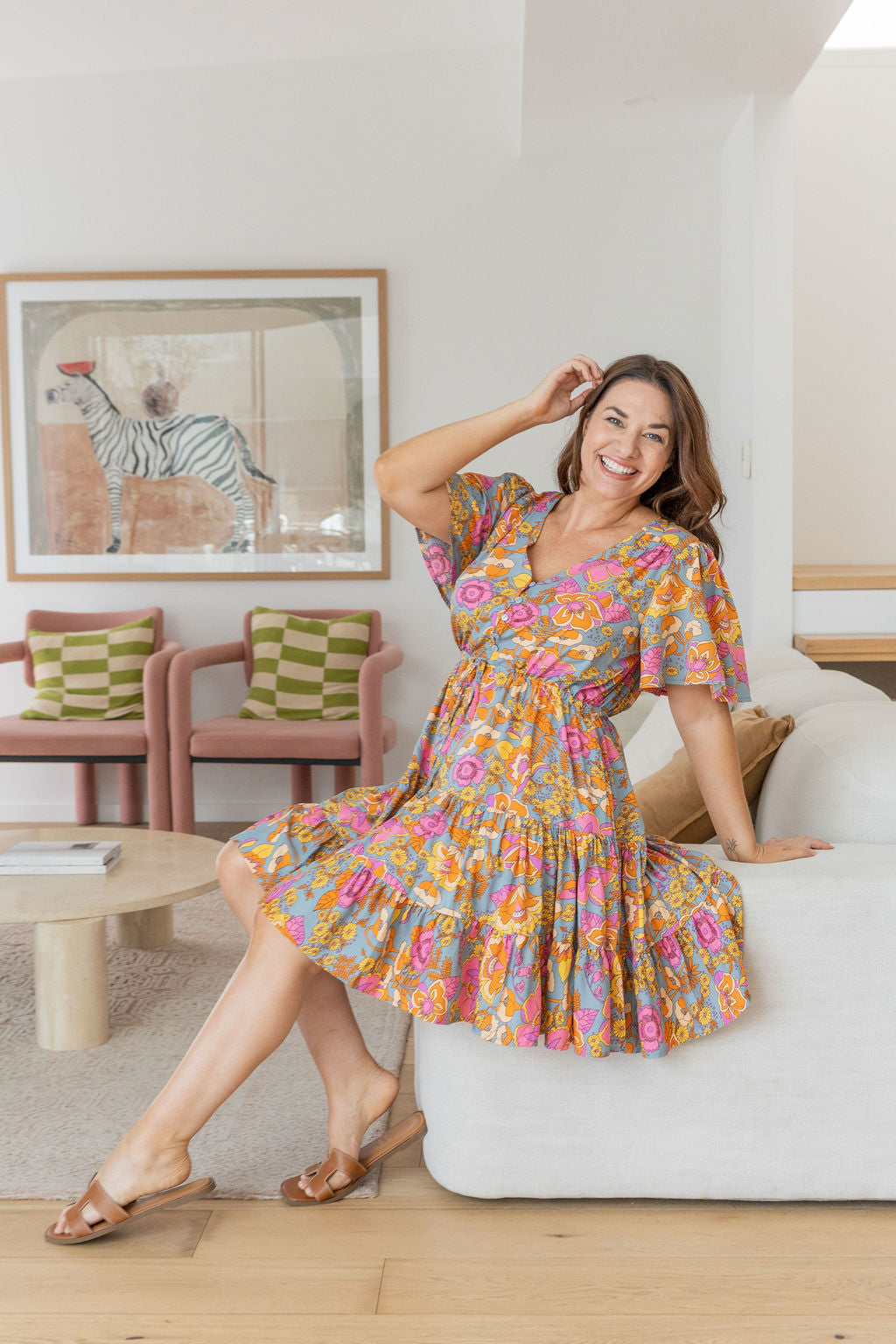 Charlie Dress in Ash Mixed Floral