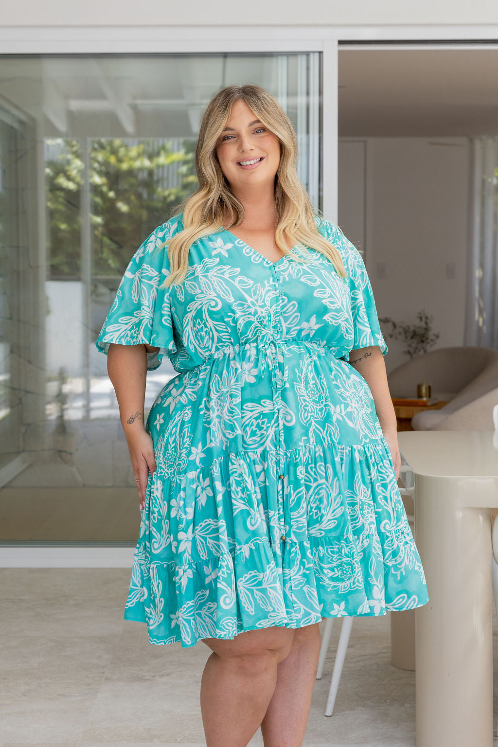 Charlie Dress in Turquoise Paisley