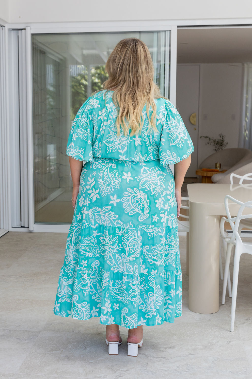 Charlize Maxi Dress in Turquoise Paisley