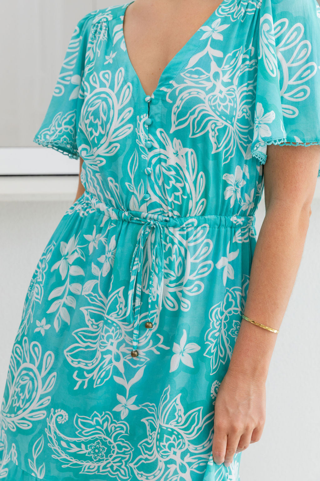 Charlize Maxi Dress in Turquoise Paisley