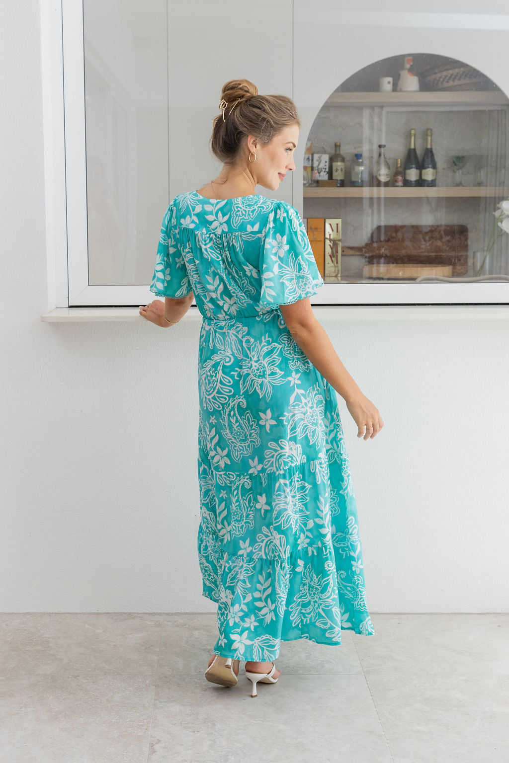 Charlize Maxi Dress in Turquoise Paisley