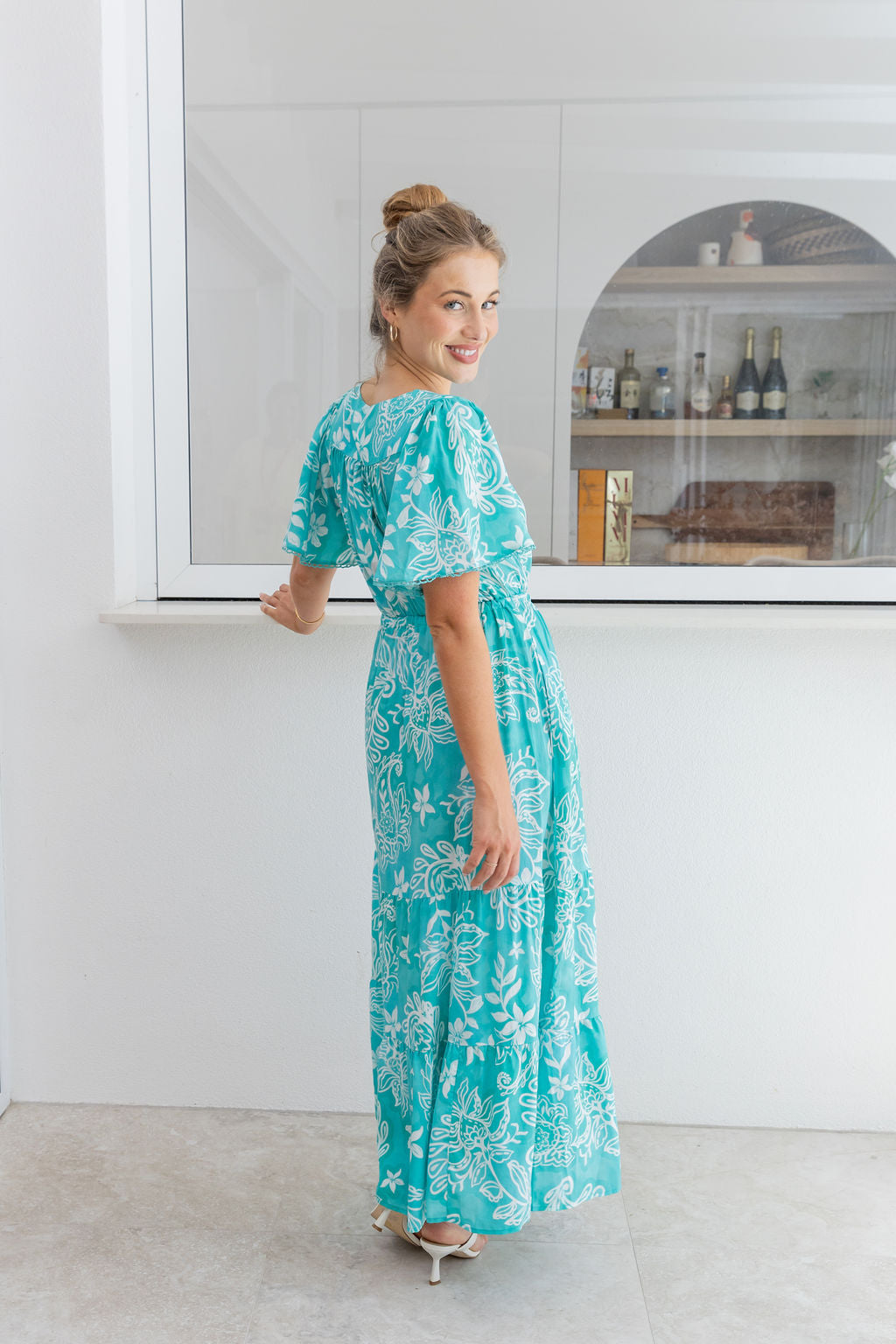 Charlize Maxi Dress in Turquoise Paisley