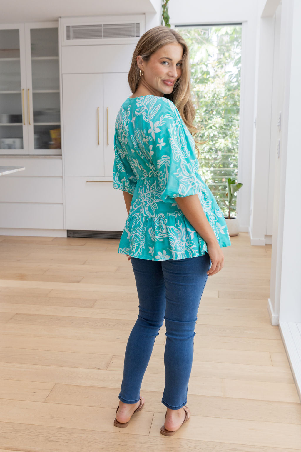 Brooklyn Top in Turquoise Paisley
