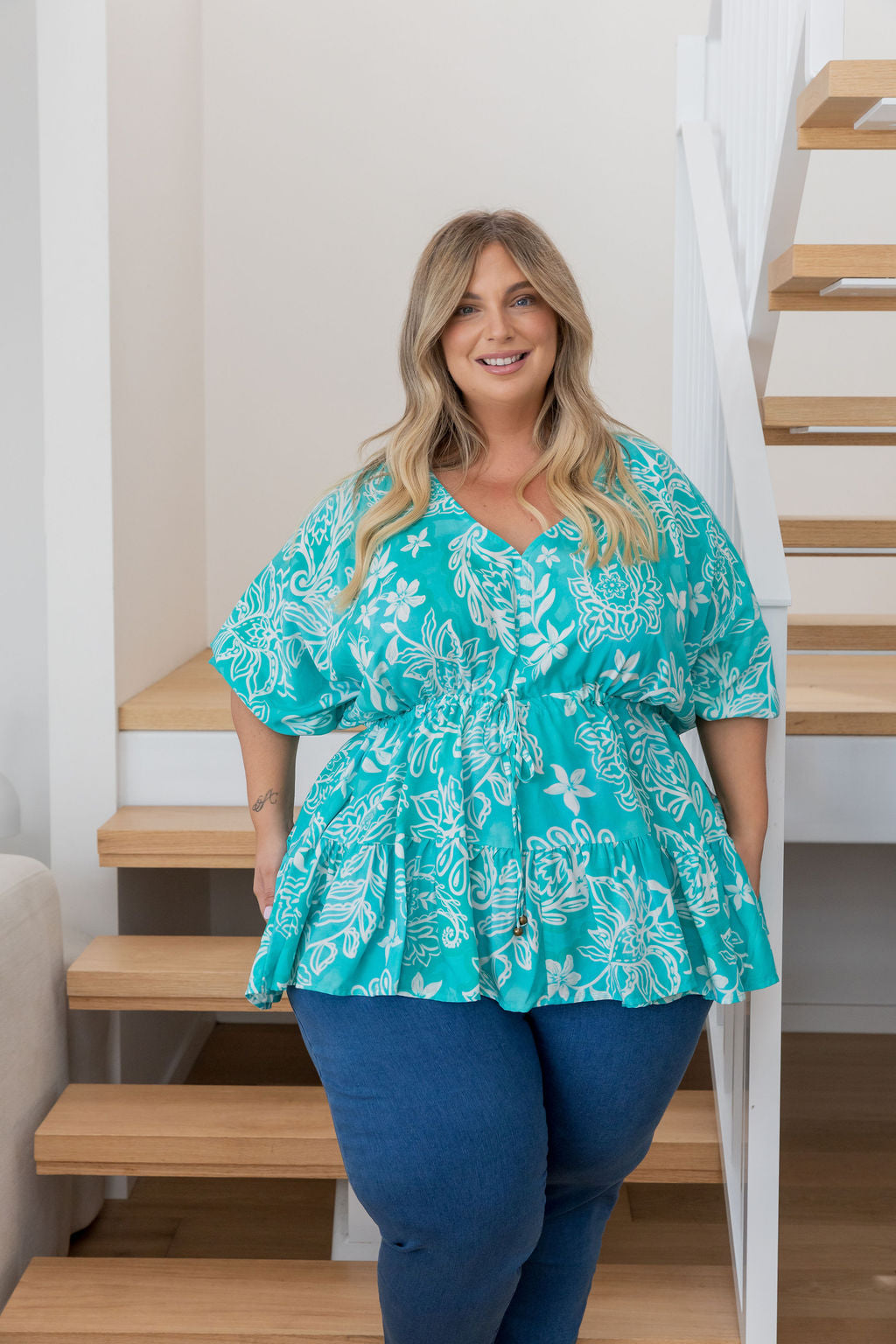 Brooklyn Top in Turquoise Paisley