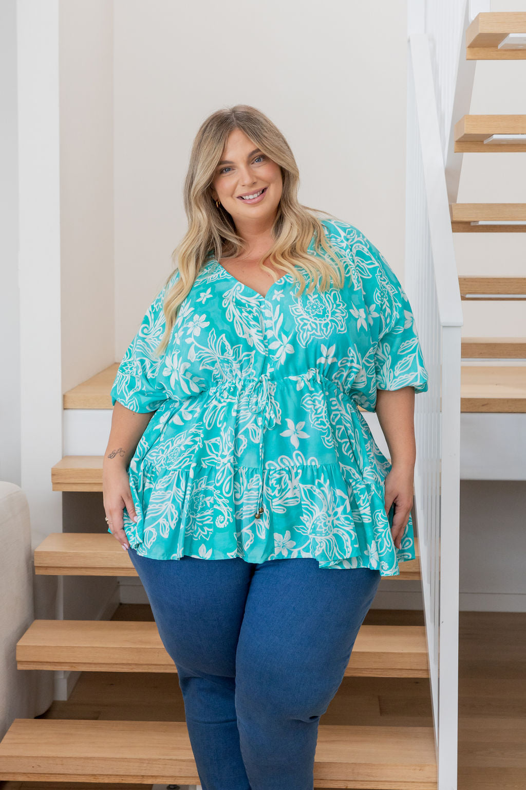 Brooklyn Top in Turquoise Paisley