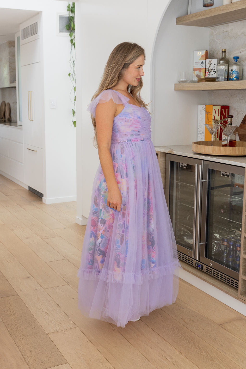 Princess Tulle Ruffle Maxi Dress in Aussie Lilac by Kasey Rainbow