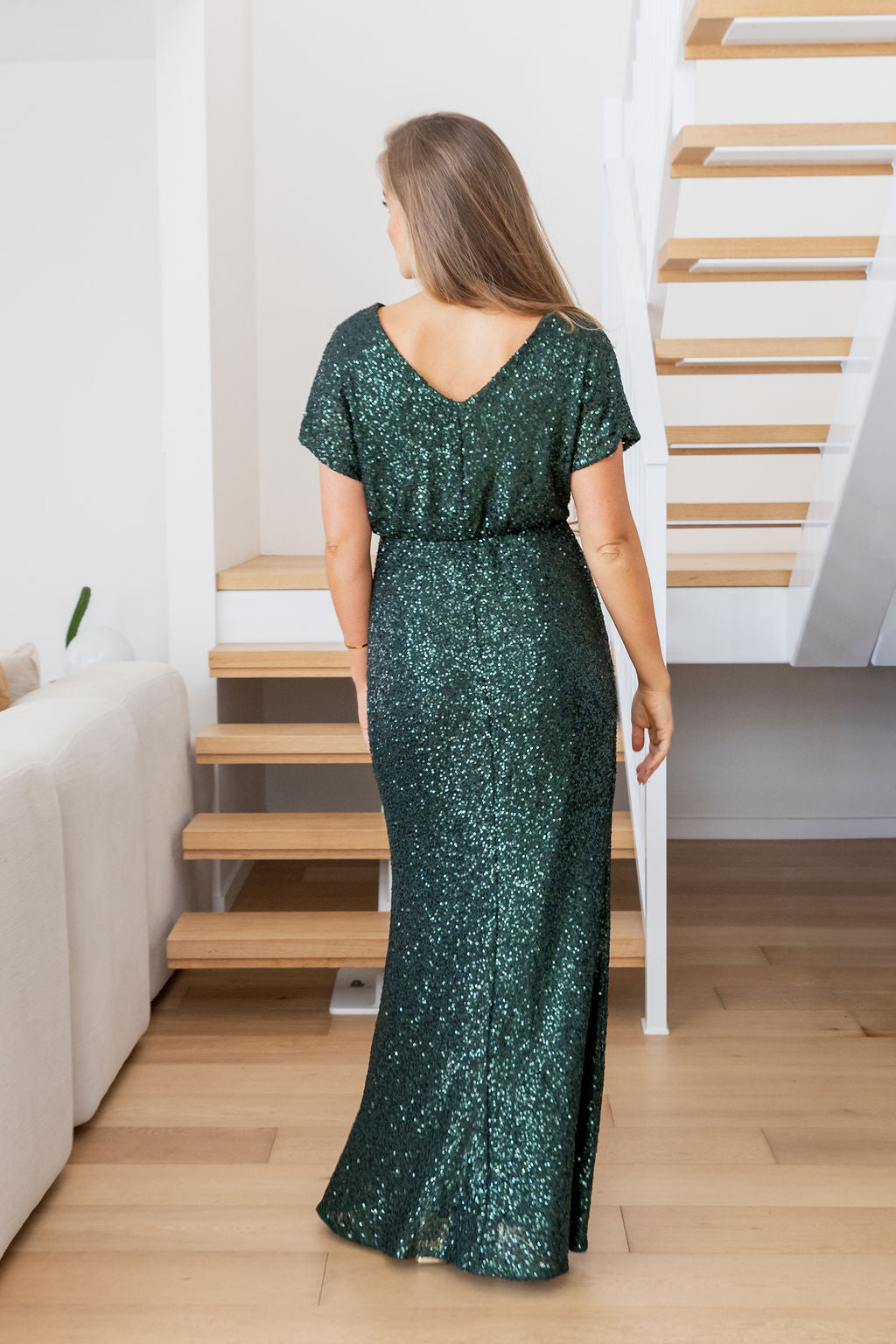 Arabella Sequin Maxi Dress in Emerald