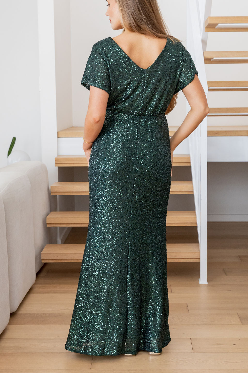 Arabella Sequin Maxi Dress in Emerald