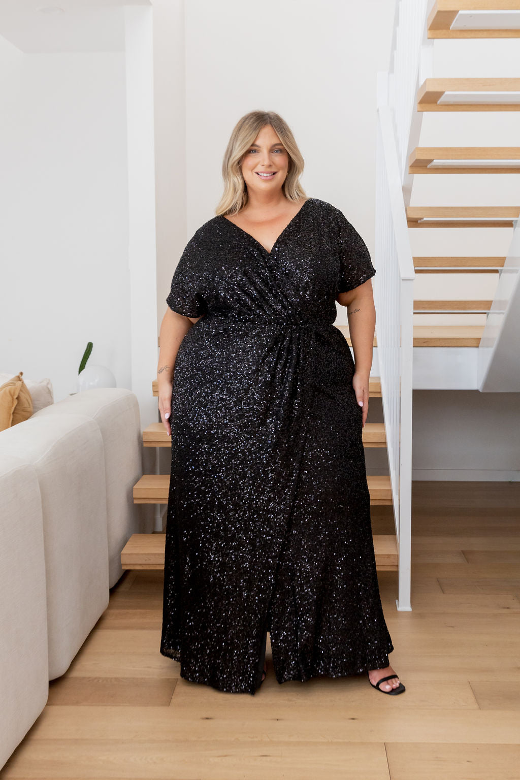Arabella Sequin Maxi Dress in Black