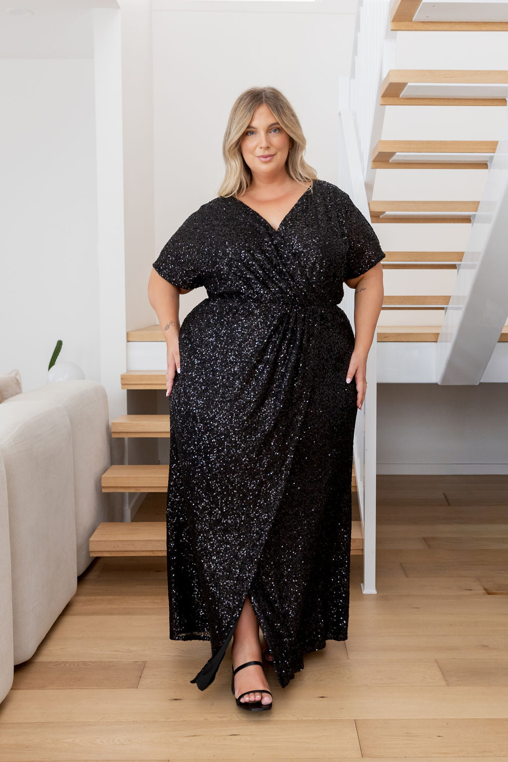 Arabella Sequin Maxi Dress in Black