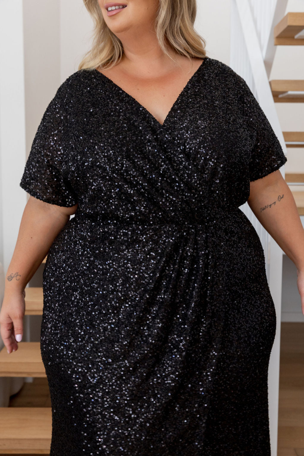 Arabella Sequin Maxi Dress in Black