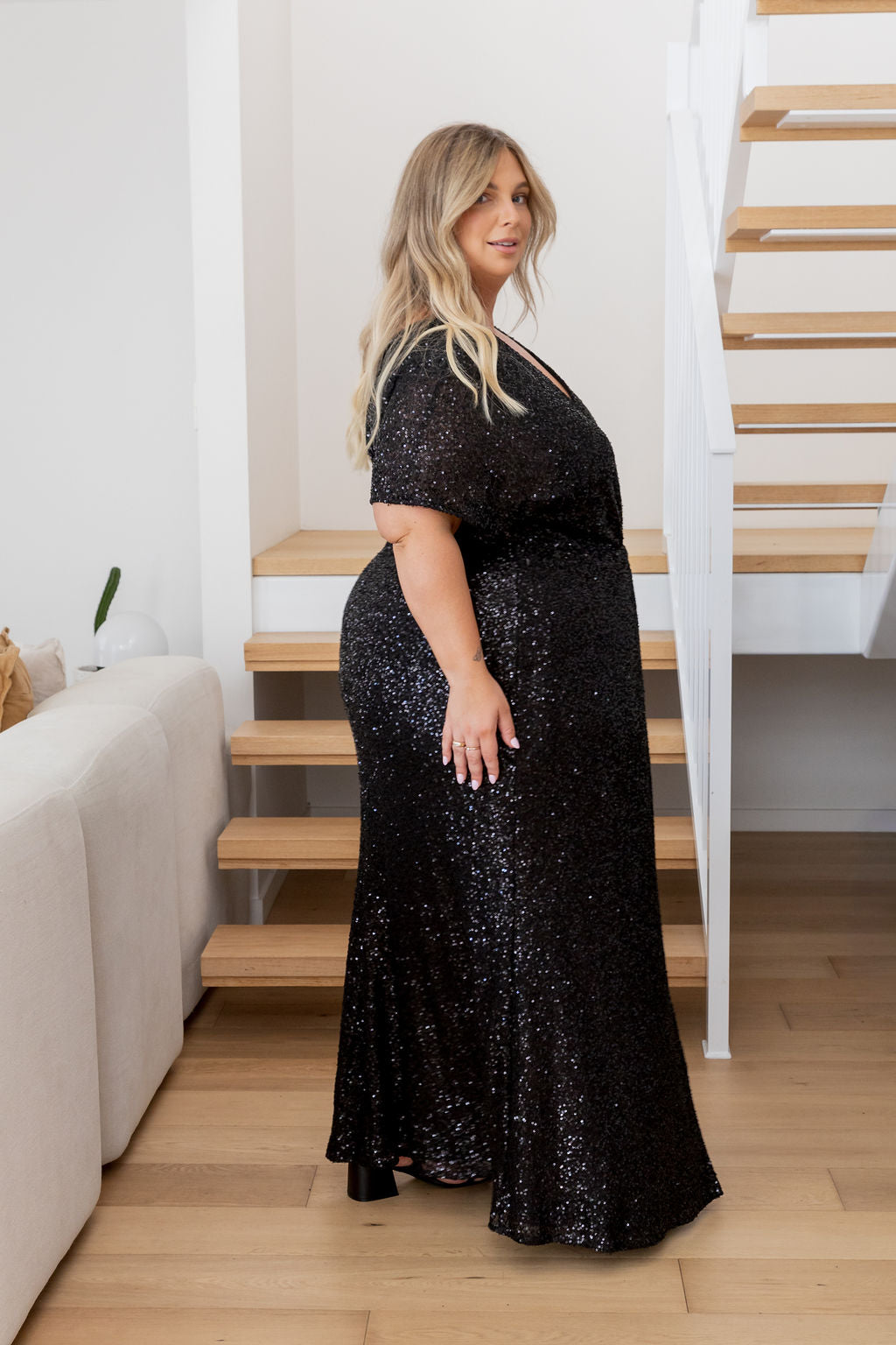 Arabella Sequin Maxi Dress in Black