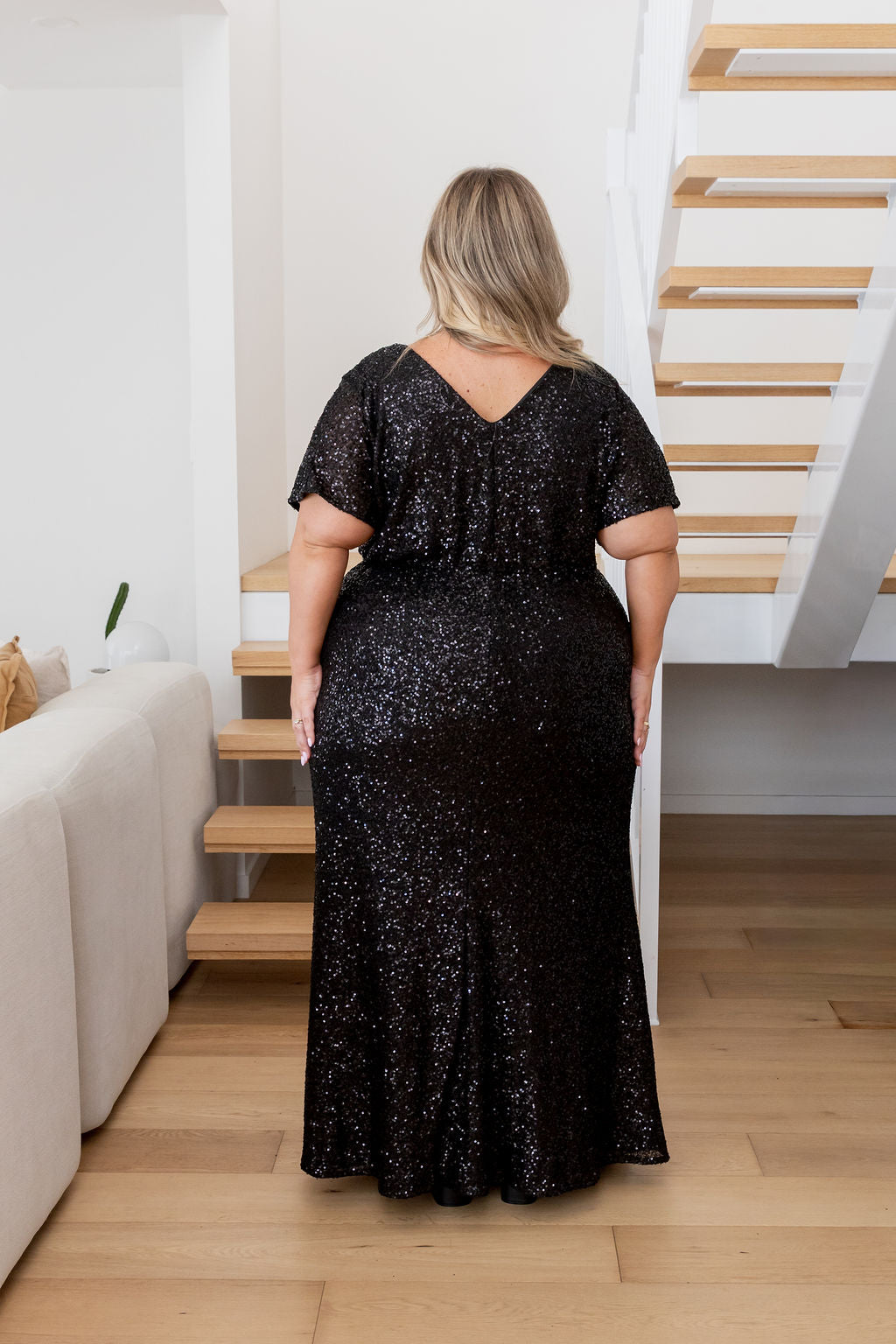 Arabella Sequin Maxi Dress in Black