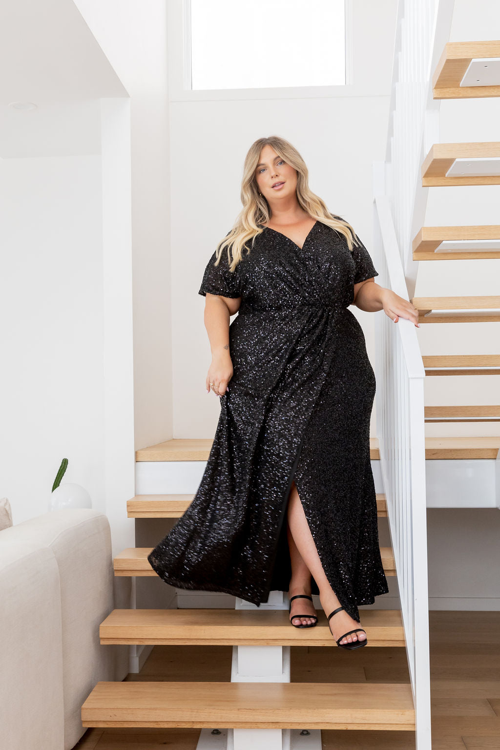 Arabella Sequin Maxi Dress in Black