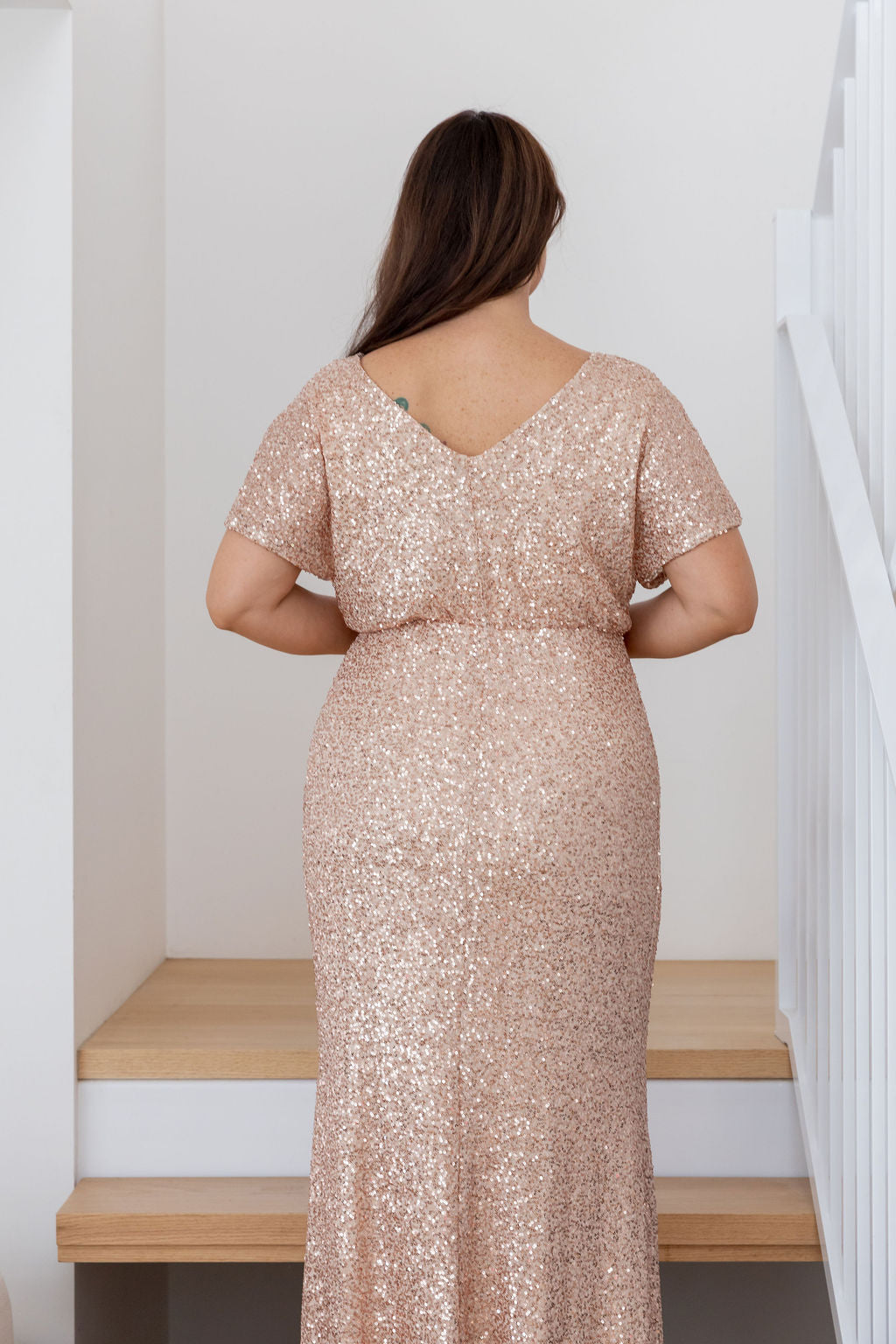 Arabella Sequin Maxi Dress in Light Bronze