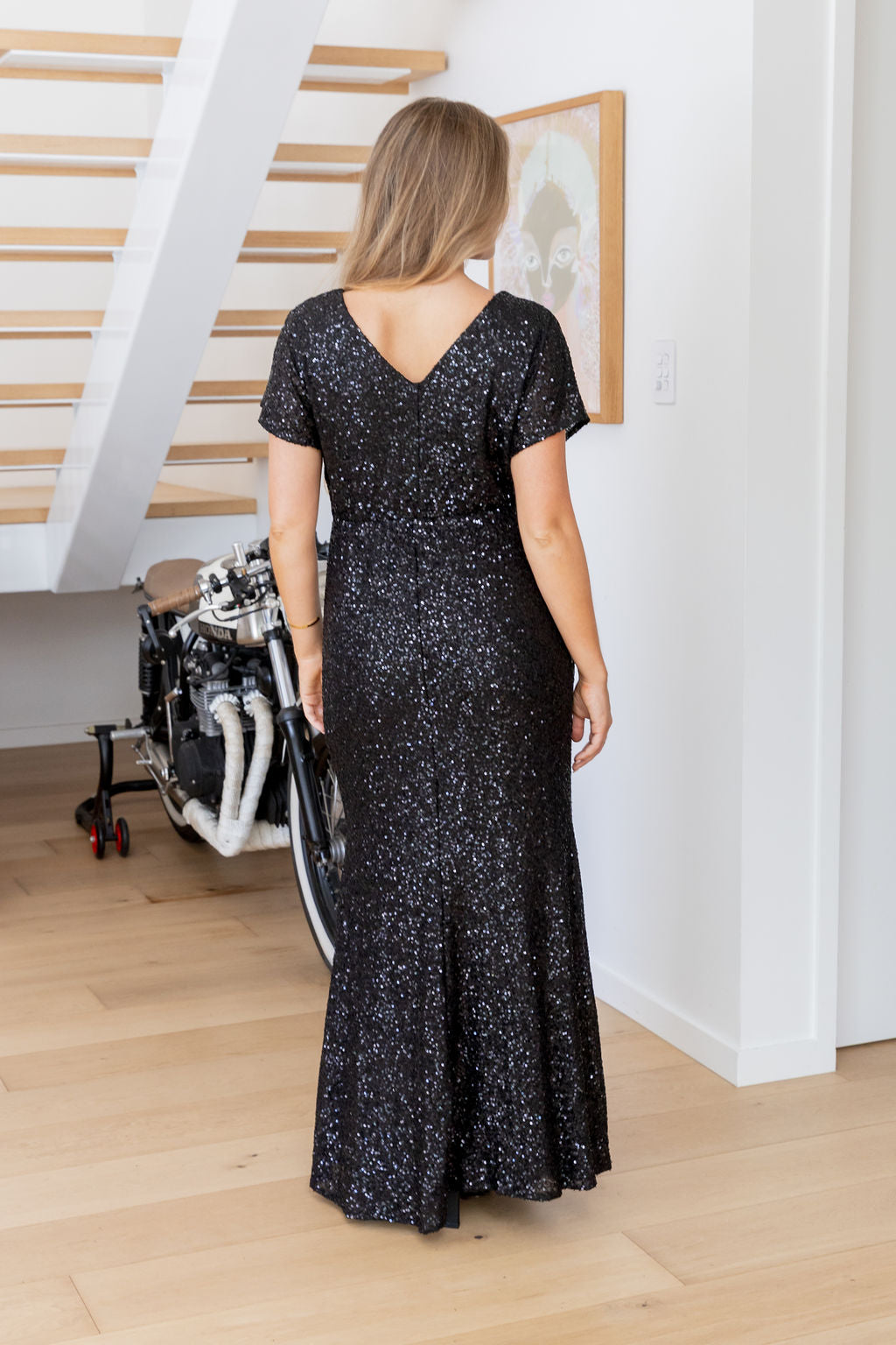 Arabella Sequin Maxi Dress in Black