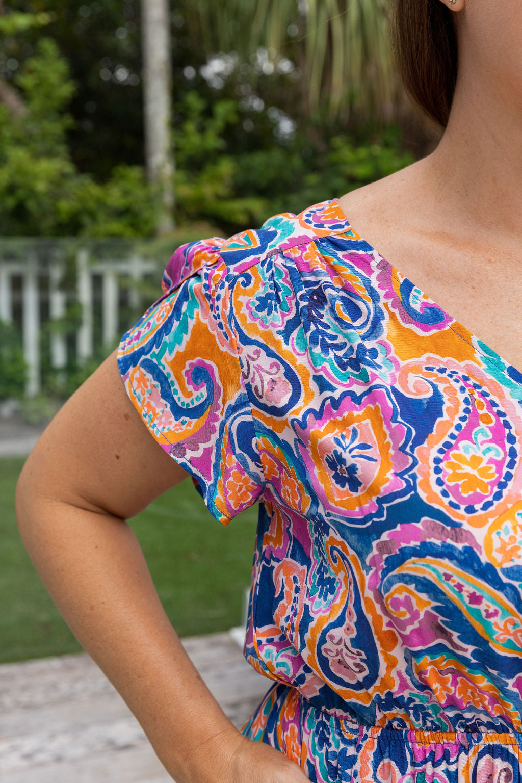 Brontie Dress in Rainbow Boteh