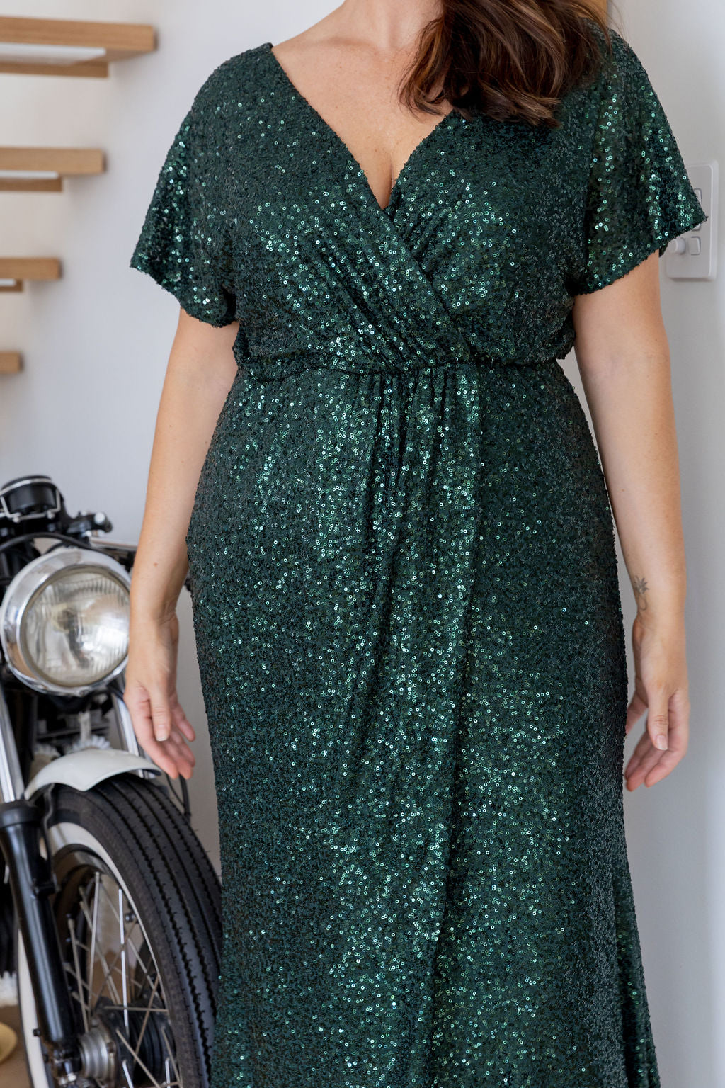 Arabella Sequin Maxi Dress in Emerald