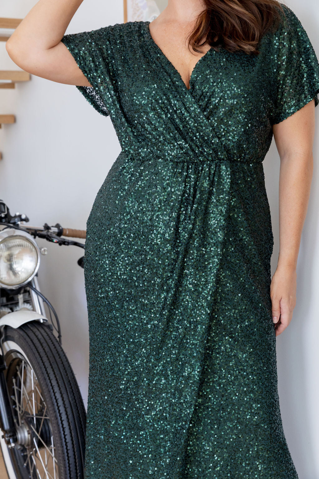 Arabella Sequin Maxi Dress in Emerald