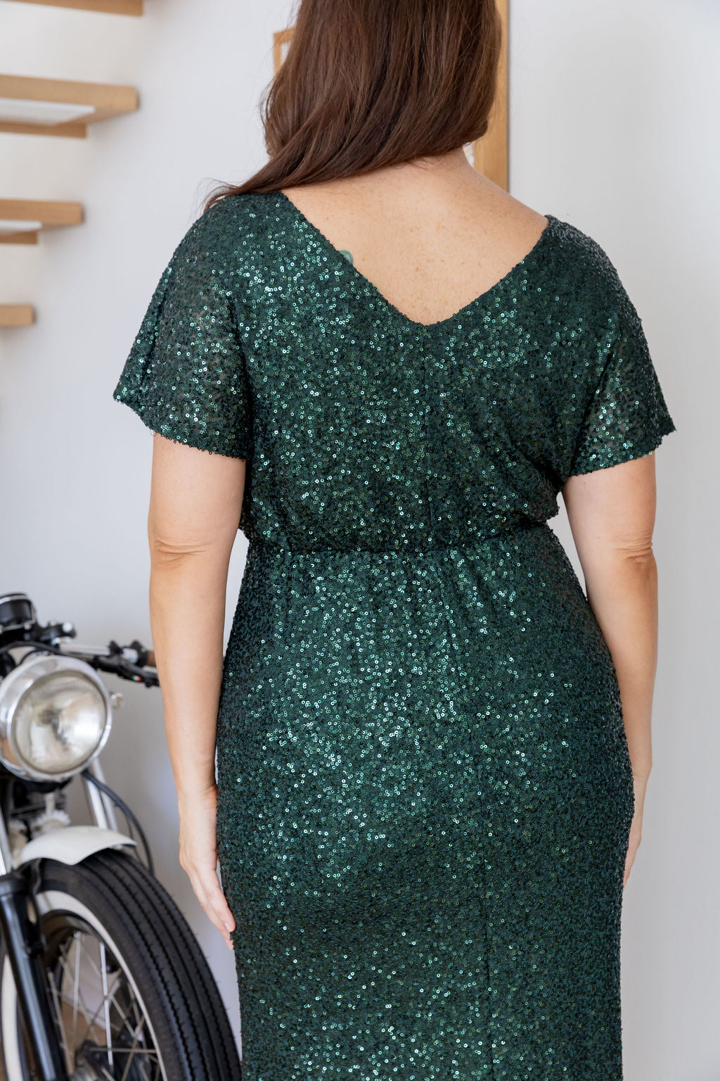 Arabella Sequin Maxi Dress in Emerald