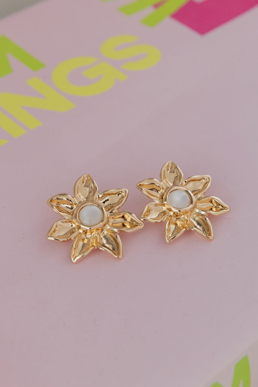 Floral Stone Stud Earrings