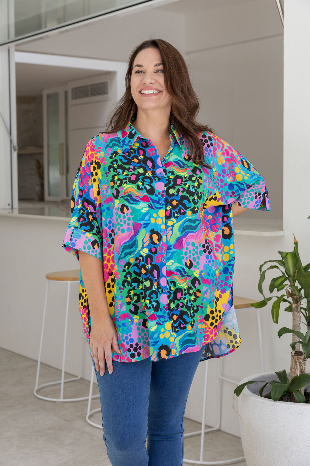 Tammin Shirt in Electric Leopard by Kasey Rainbow