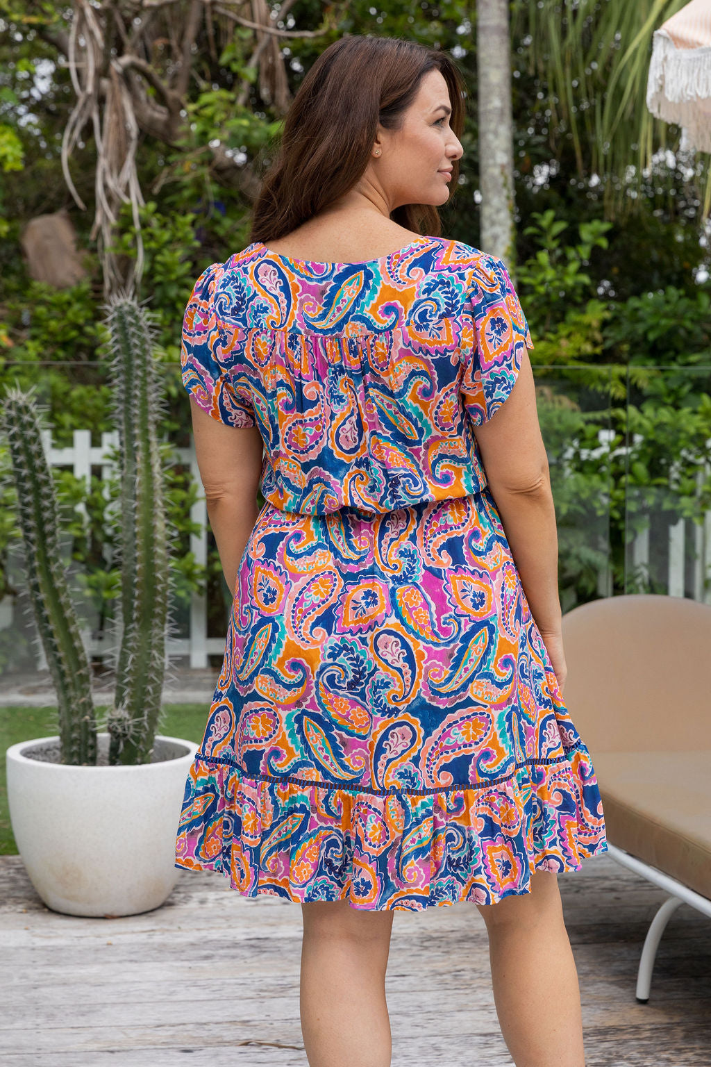 Brontie Dress in Rainbow Boteh