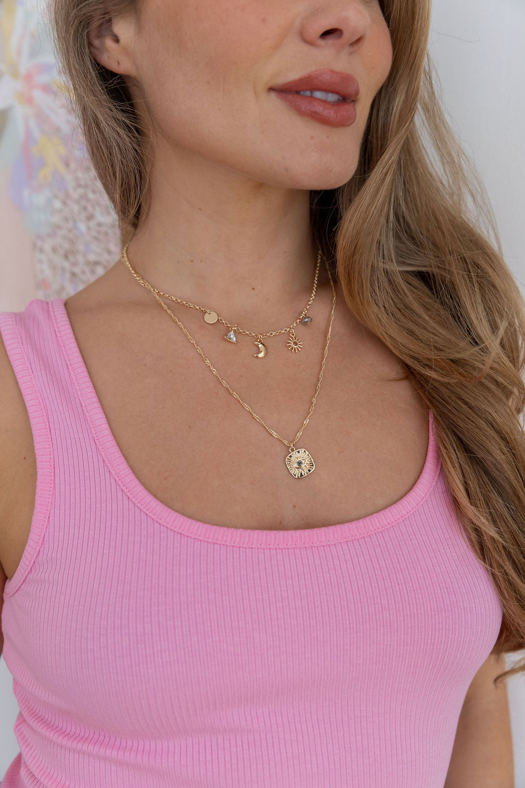 Layered Gold Charm Necklace