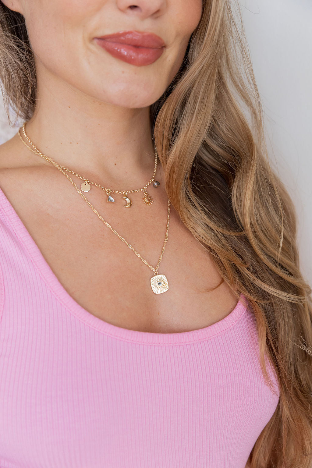Layered Gold Charm Necklace