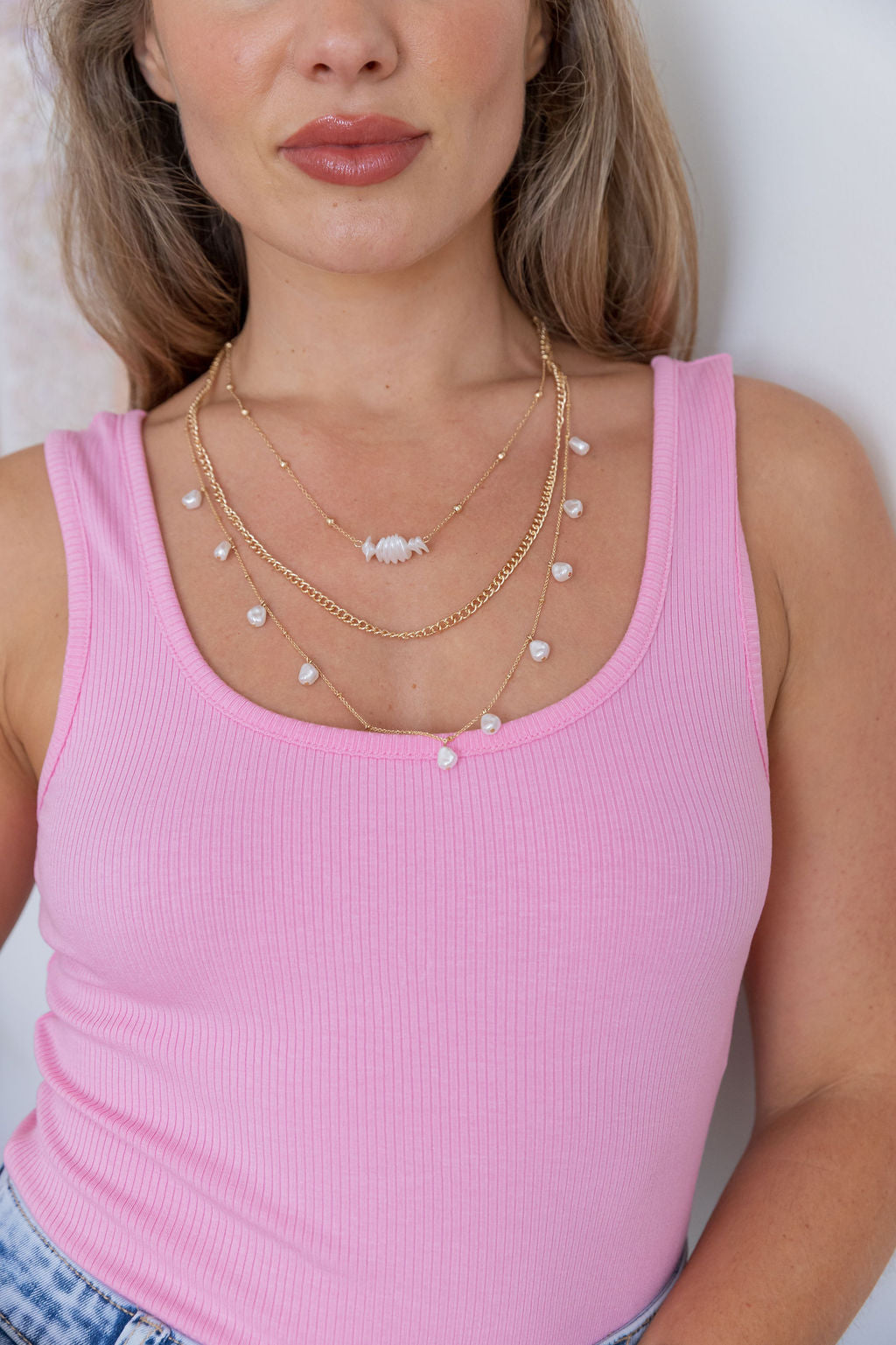 Multi Layered Pearl + Shell Necklace