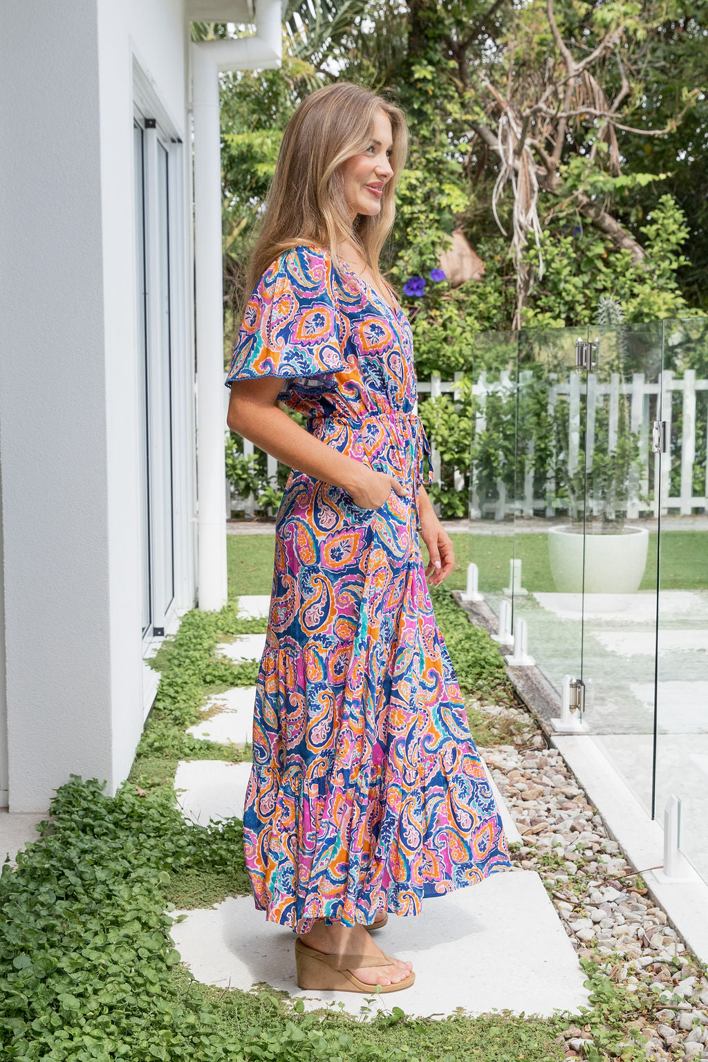 Charlize Maxi Dress in Rainbow Boteh