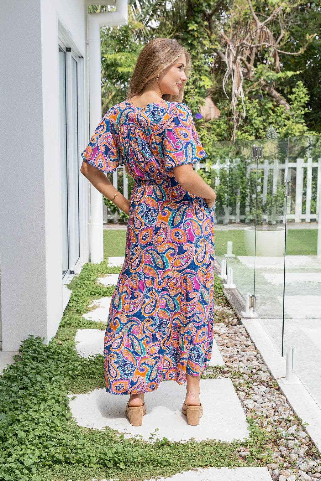 Charlize Maxi Dress in Rainbow Boteh