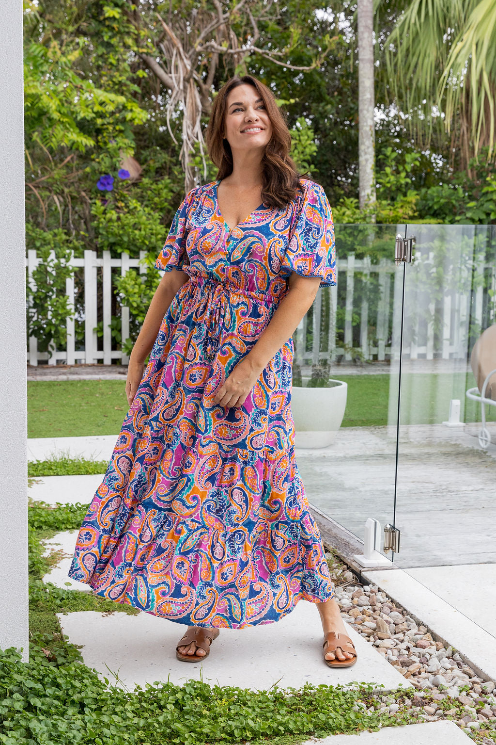 Charlize Maxi Dress in Rainbow Boteh
