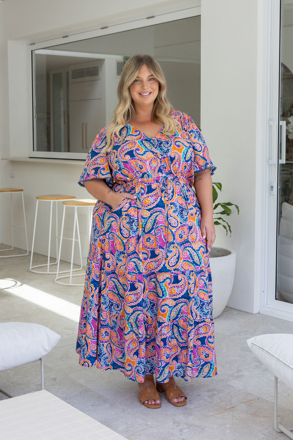 Charlize Maxi Dress in Rainbow Boteh