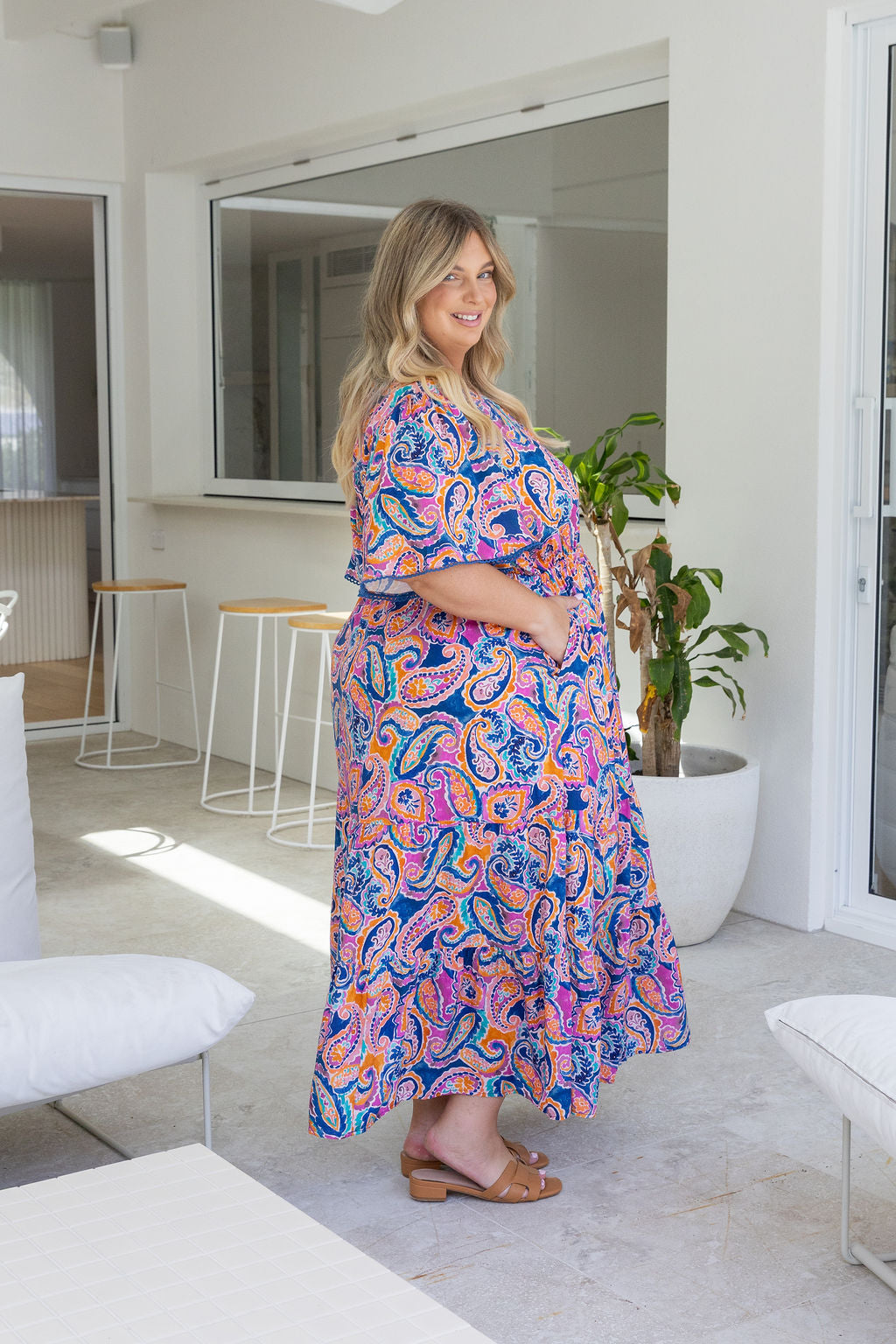 Charlize Maxi Dress in Rainbow Boteh