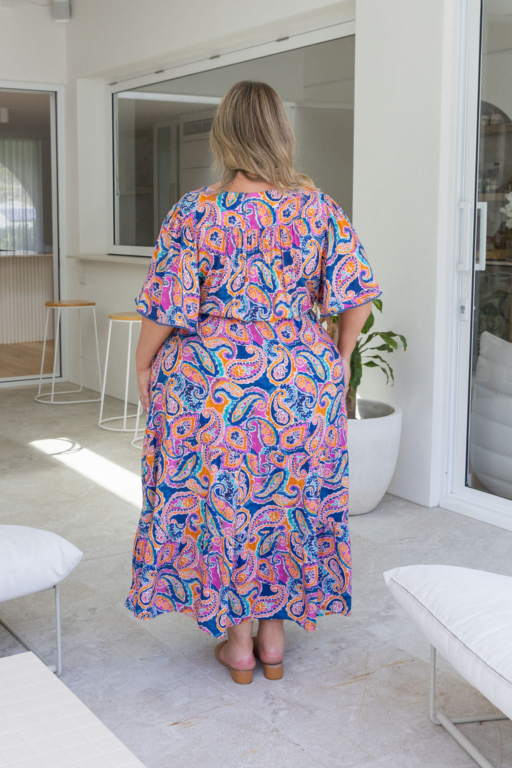 Charlize Maxi Dress in Rainbow Boteh