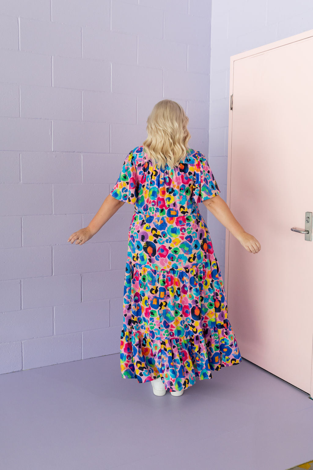 Bonnie Maxi Dress in Rainbow Leopard Pink by Kasey Rainbow