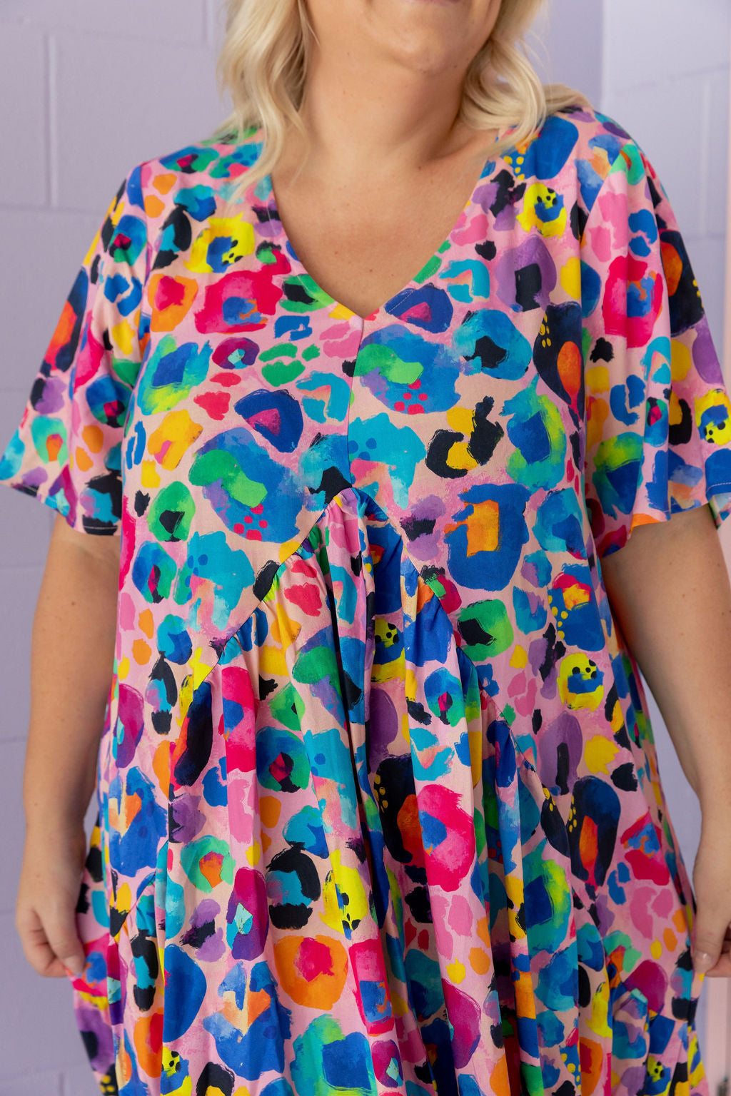 Peak Midi Dress in Rainbow Leopard Pink by Kasey Rainbow