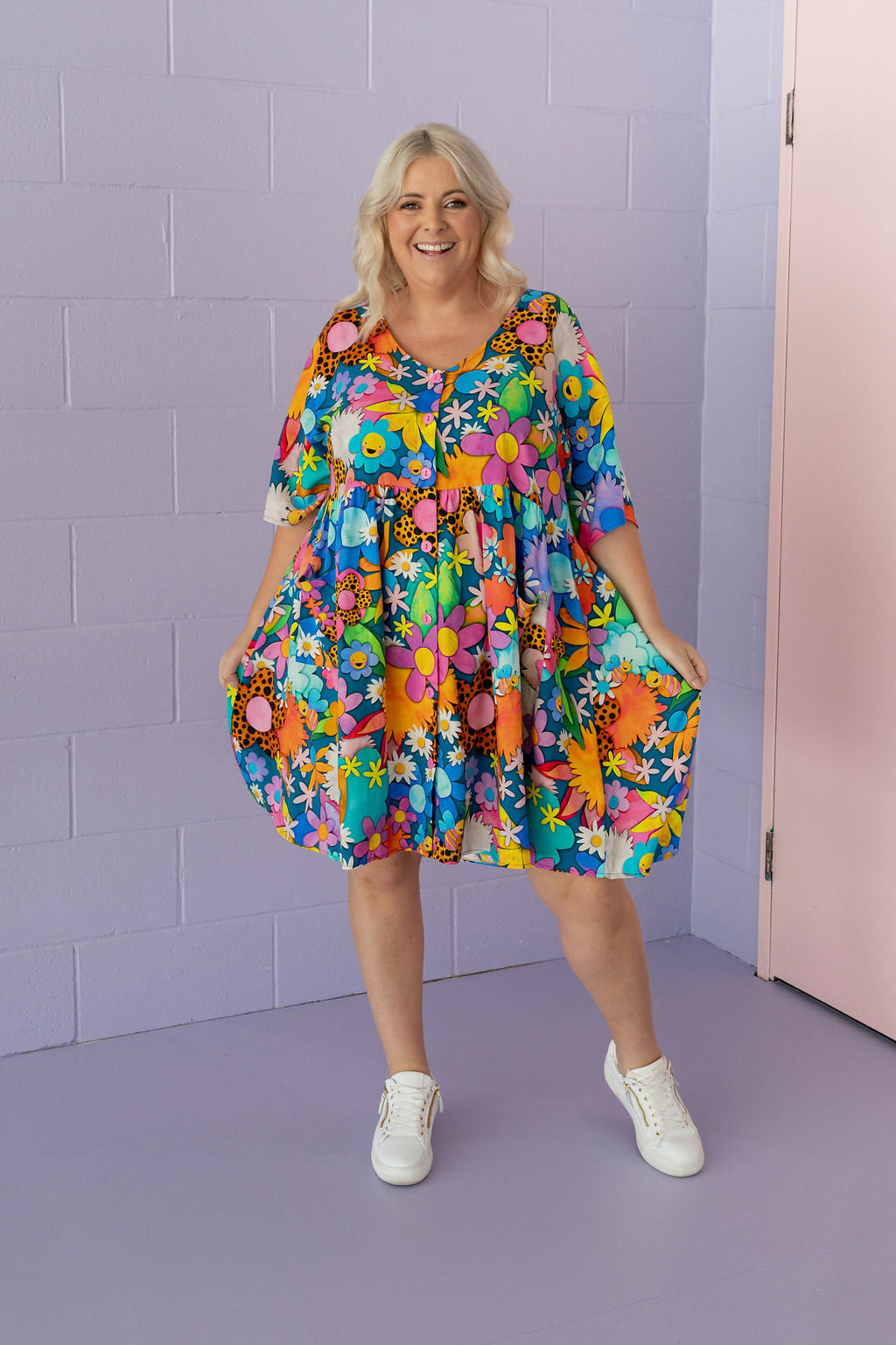 Disco Dress in Kutopia Floral by Kasey Rainbow