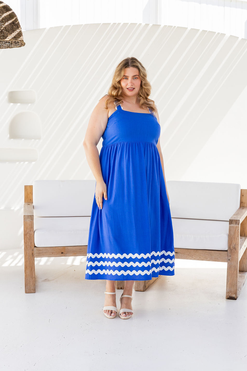 Angel Linen Blend Maxi Dress in Elemental Blue