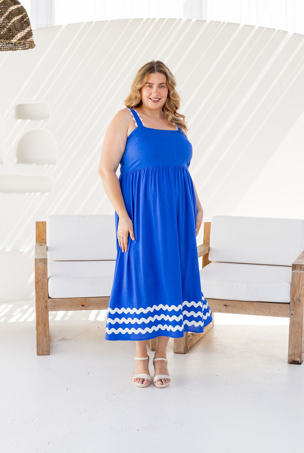 Angel Linen Blend Maxi Dress in Elemental Blue