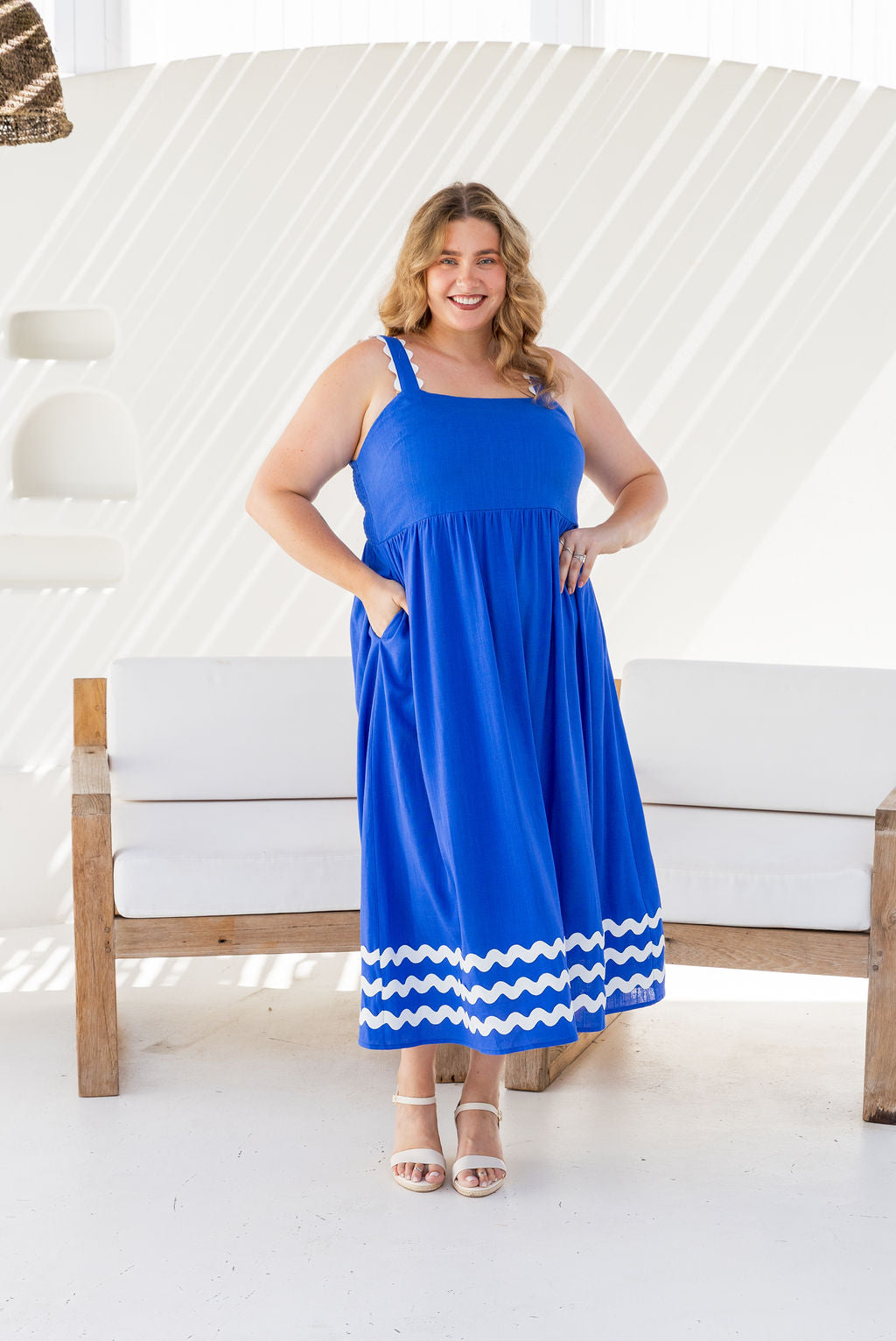 Angel Linen Blend Maxi Dress in Elemental Blue – Proud Poppy Clothing