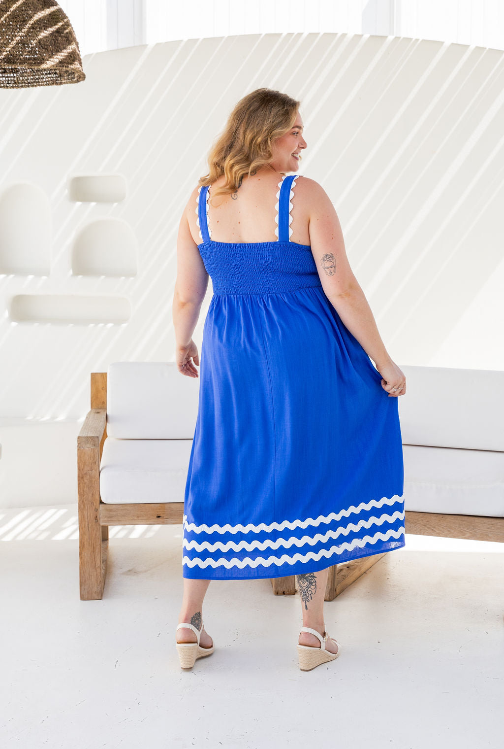 Angel Linen Blend Maxi Dress in Elemental Blue