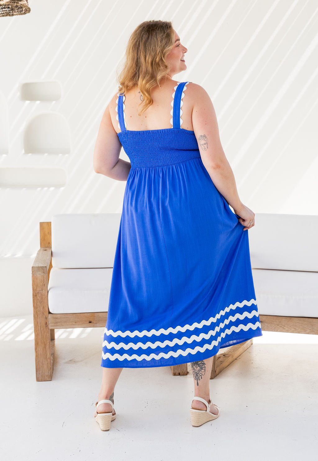 Angel Linen Blend Maxi Dress in Elemental Blue