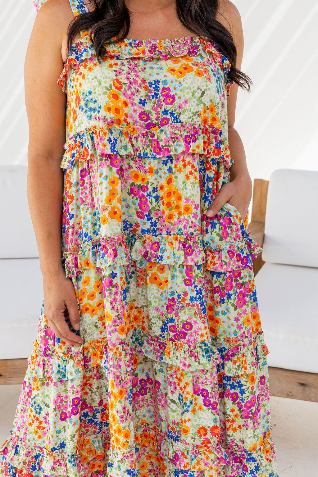 Talia Midi Dress in Flower Field