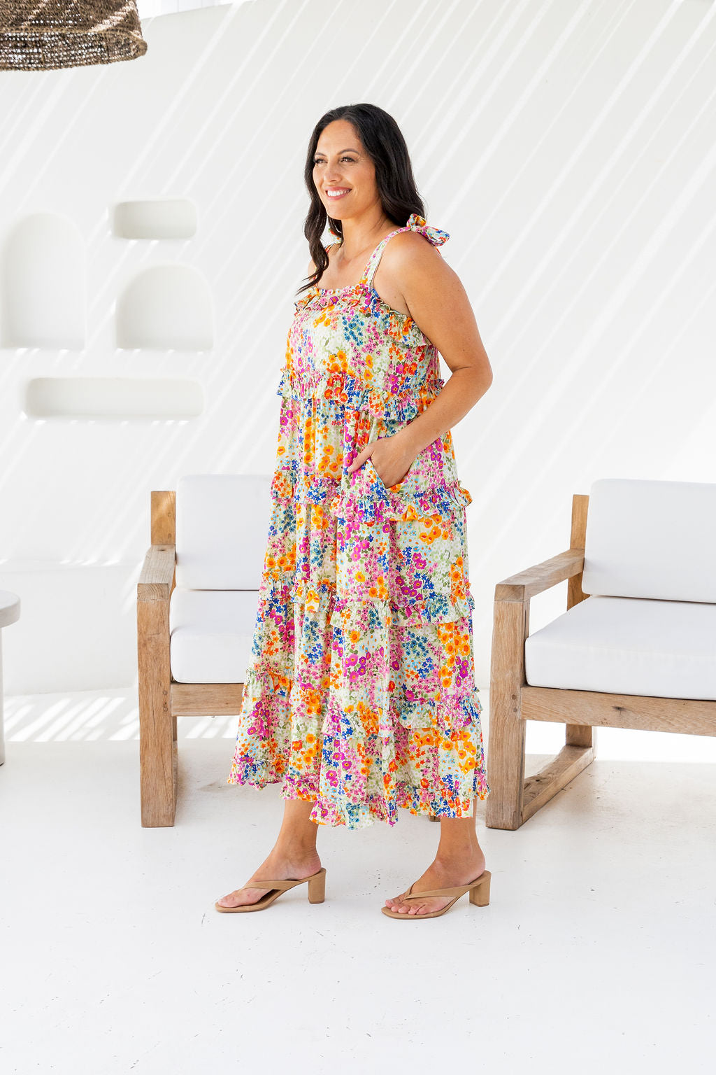 Talia Midi Dress in Flower Field