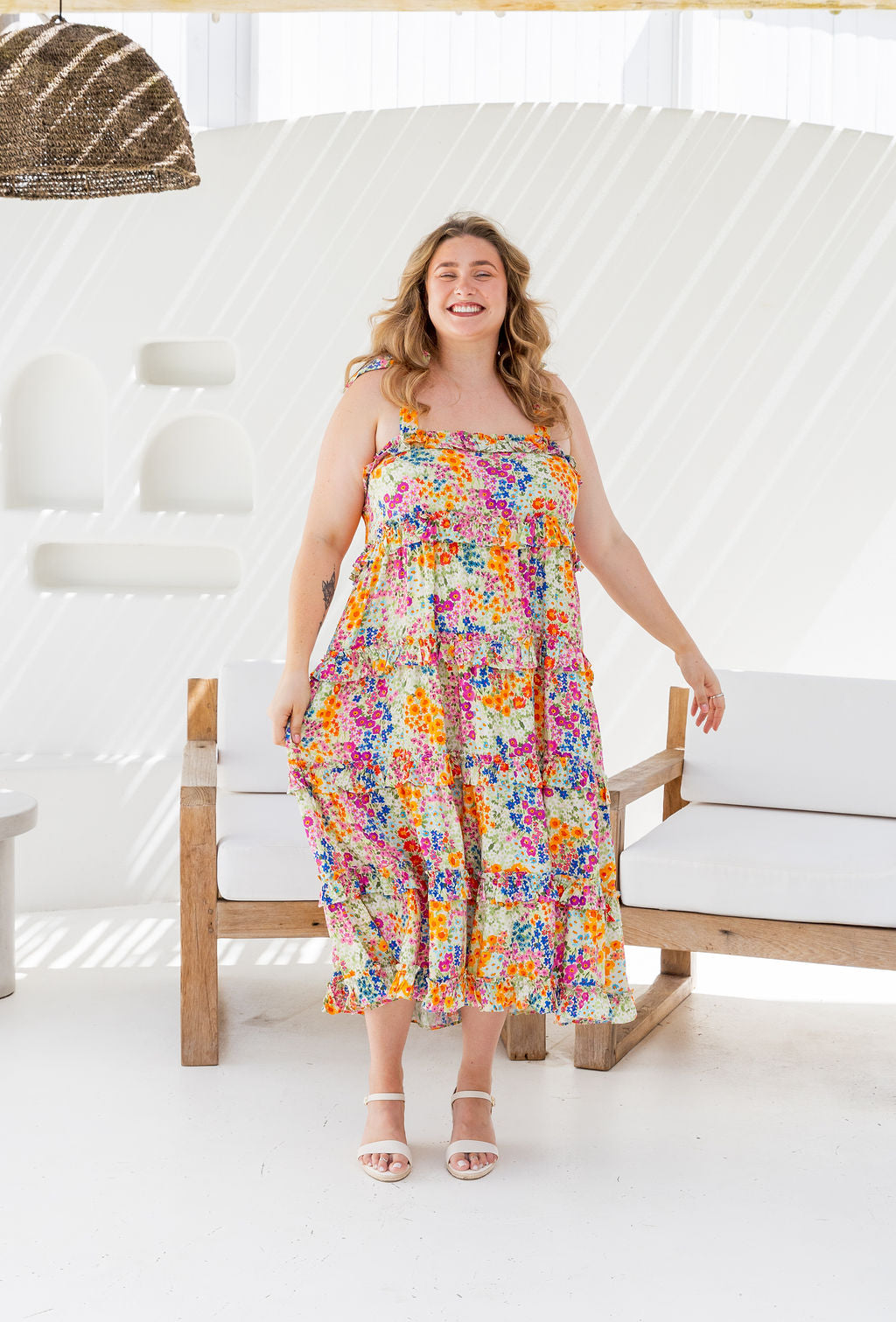 Talia Midi Dress in Flower Field