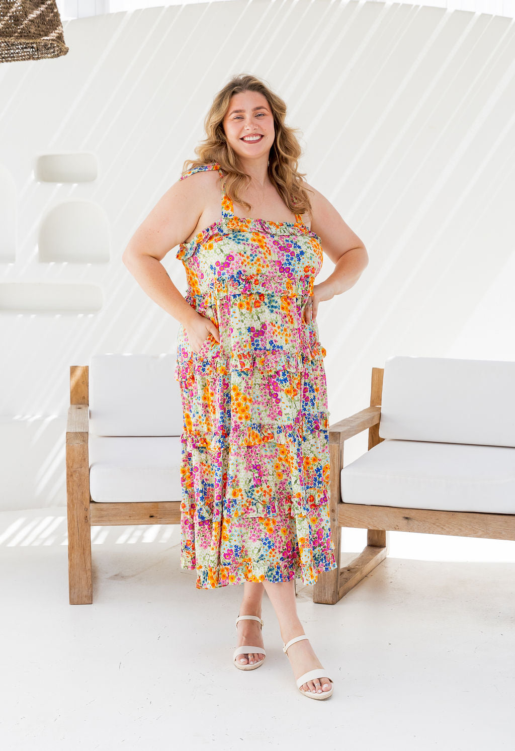 Talia Midi Dress in Flower Field